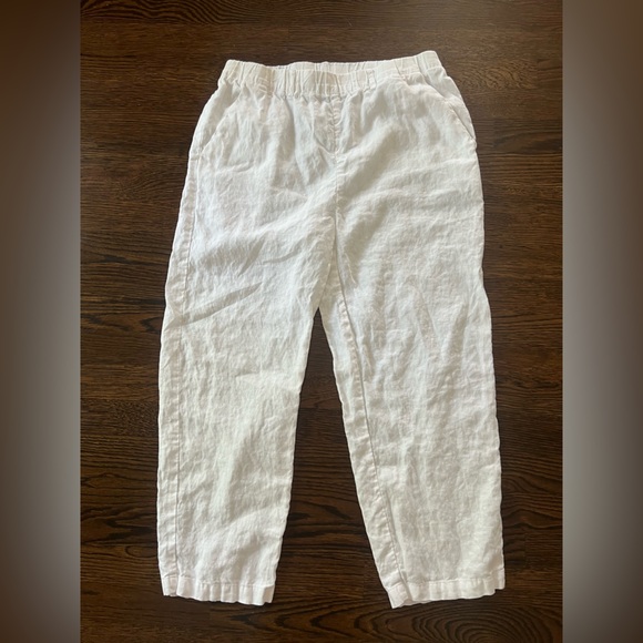 Quince Lot of 2 100% European Linen White and Blue Pinstripe Pants - Picture 2 of 6